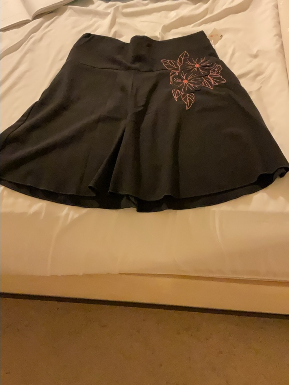 Papaya Black Skater Skirt with Pink Floral Detail